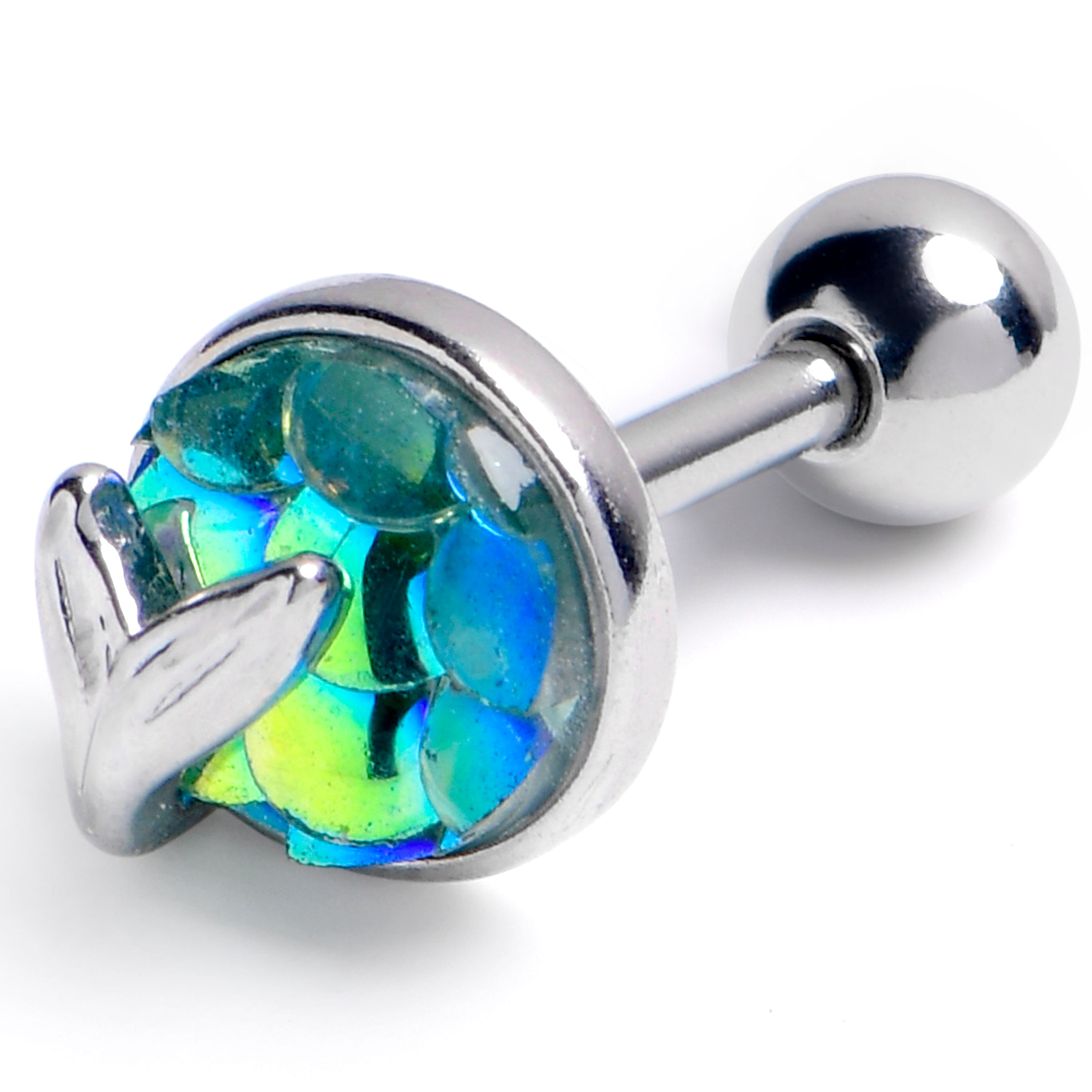 BodyCandy 16G 1/4 Mermaid Light Blue Scale Tail Cartilage Tragus Earring — main product shot