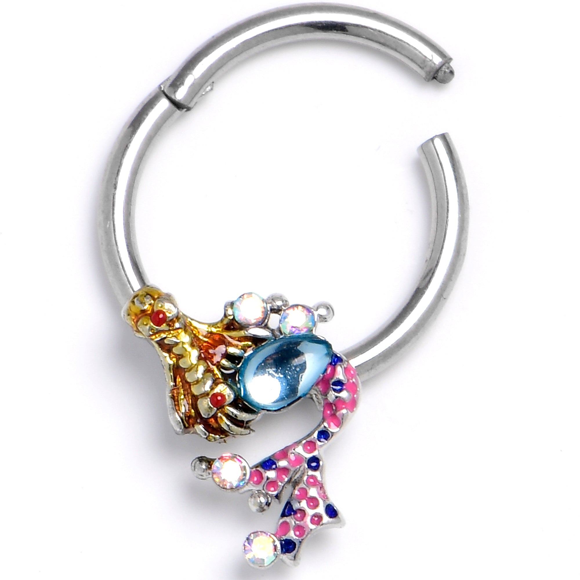 BodyCandy 16 3/8G Blue Aurora Gem Abstract Mermaid Hinged Segment Ring — main product shot