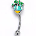 BodyCandy 16G 5/16 Aurora Gem Beach Heart Palm Tree Curved Eyebrow Ring — main product shot