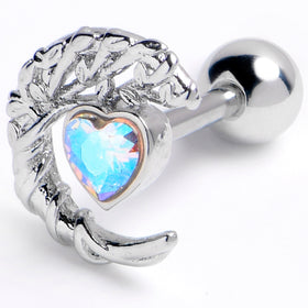 16G 1/4 Aurora Gem Woven Moon Star Cartilage Tragus Earring