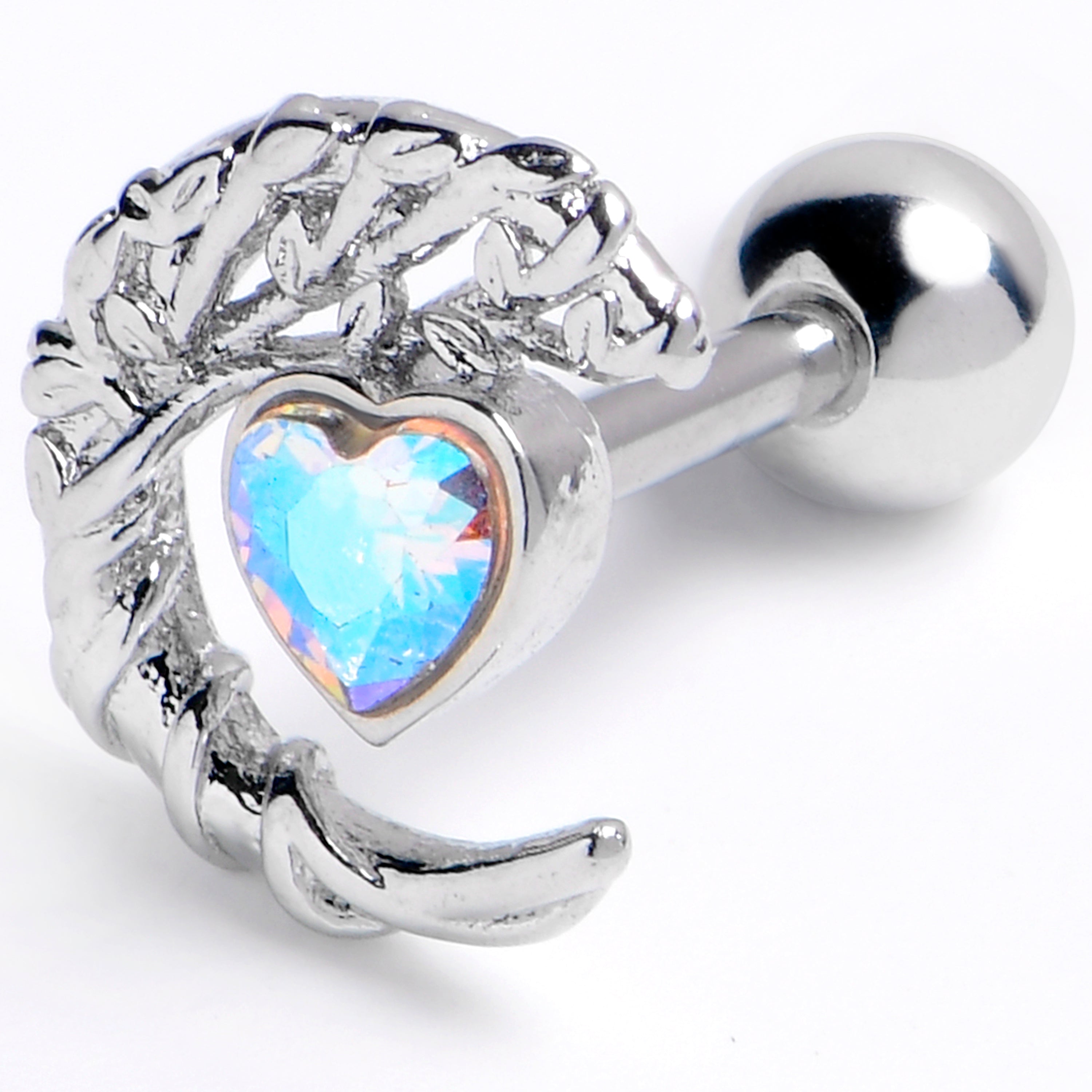 BodyCandy 16G 1/4 Aurora Gem Woven Moon Star Cartilage Tragus Earring — main product shot