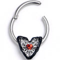 BodyCandy 16G 3/8 Red Gem Captured Heart Hinged Segment Ring — main product shot