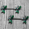 BodyCandy 14G 9/16 Green Gem Blue Mermaid Tail Stars Barbell Nipple Ring Set — main product shot