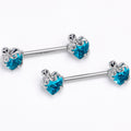 BodyCandy 14G 9/16 Blue Gem Octopus Heart Barbell Nipple Ring Set — main product shot