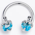 BodyCandy 16G 3/8 Blue Gem Octopus Heart Horseshoe Circular Barbell — main product shot
