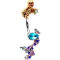 BodyCandy Aurora Gem Abstract Mermaid Double Mount Belly Ring — main product shot
