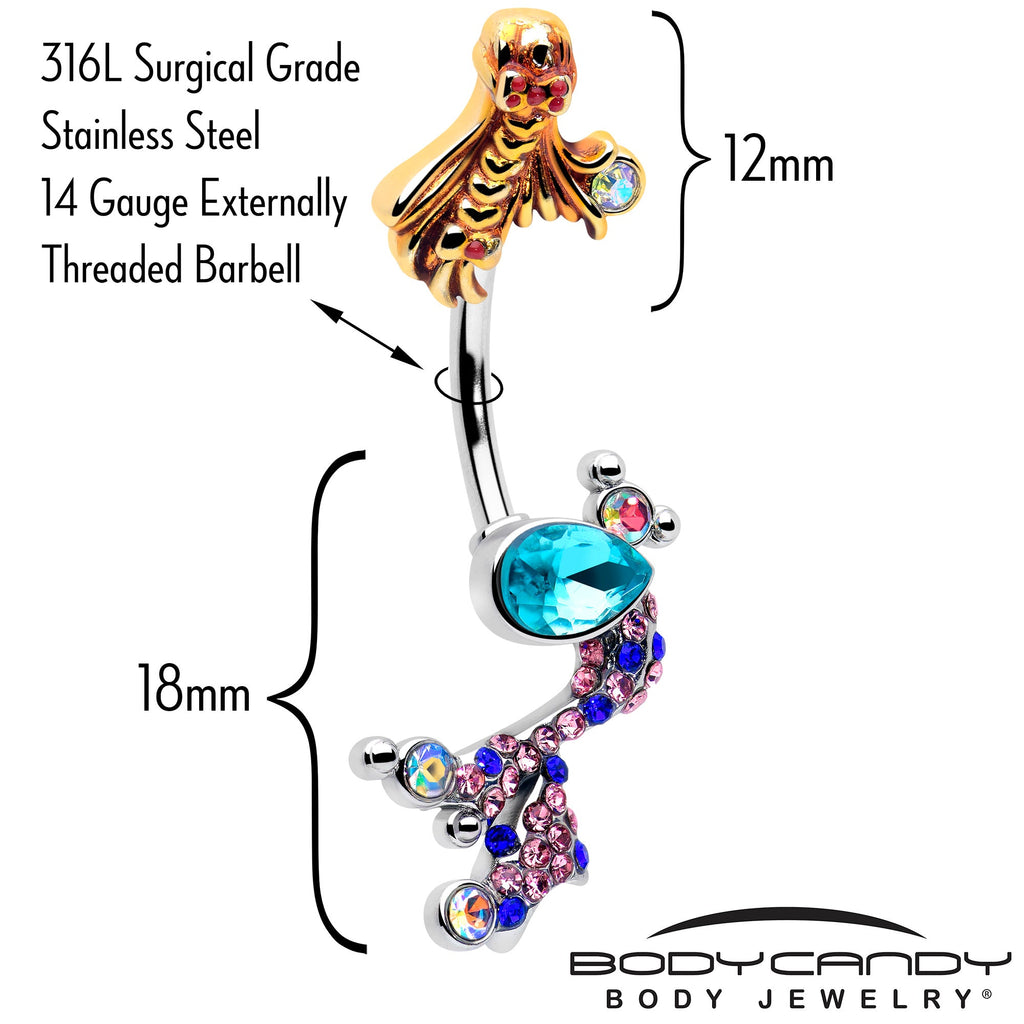 BodyCandy Aurora Gem Abstract Mermaid Double Mount Belly Ring — lifestyle context
