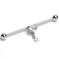 BodyCandy 14G Clear Gem Starry Heart Dangle Industrial Barbell 38mm — main product shot
