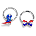 BodyCandy 16G 3/8 Red Blue Gem Bow Cowboy Boot Hinged Segment Ring Set of 2 — main product shot
