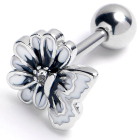 16G 1/4 Clear Gem Butterfly Blossom White Cartilage Tragus Earring