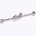 BodyCandy 14G Pink CZ Gem Heart Butterflies Purple Industrial Barbell 38mm — main product shot