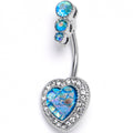 BodyCandy Blue Gem Mermaid Scale Heart Double Mount Belly Ring — main product shot