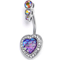 BodyCandy Aurora Gem Mermaid Scale Purple Heart Double Mount Belly Ring — main product shot