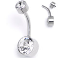BodyCandy Clear Gem Internally Threaded Simple Belly Ring — main product shot