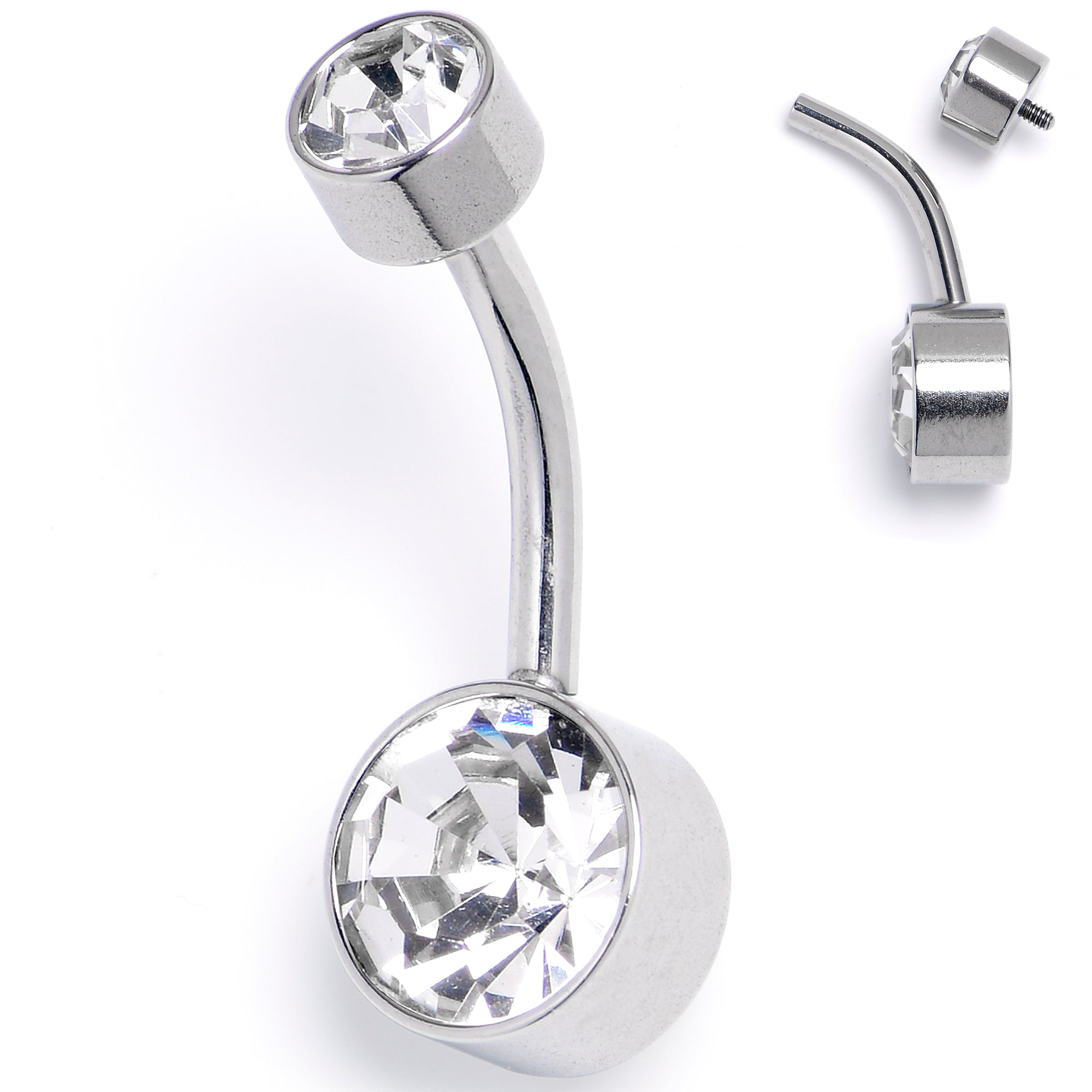 BodyCandy Clear Gem Internally Threaded Simple Belly Ring — main product shot