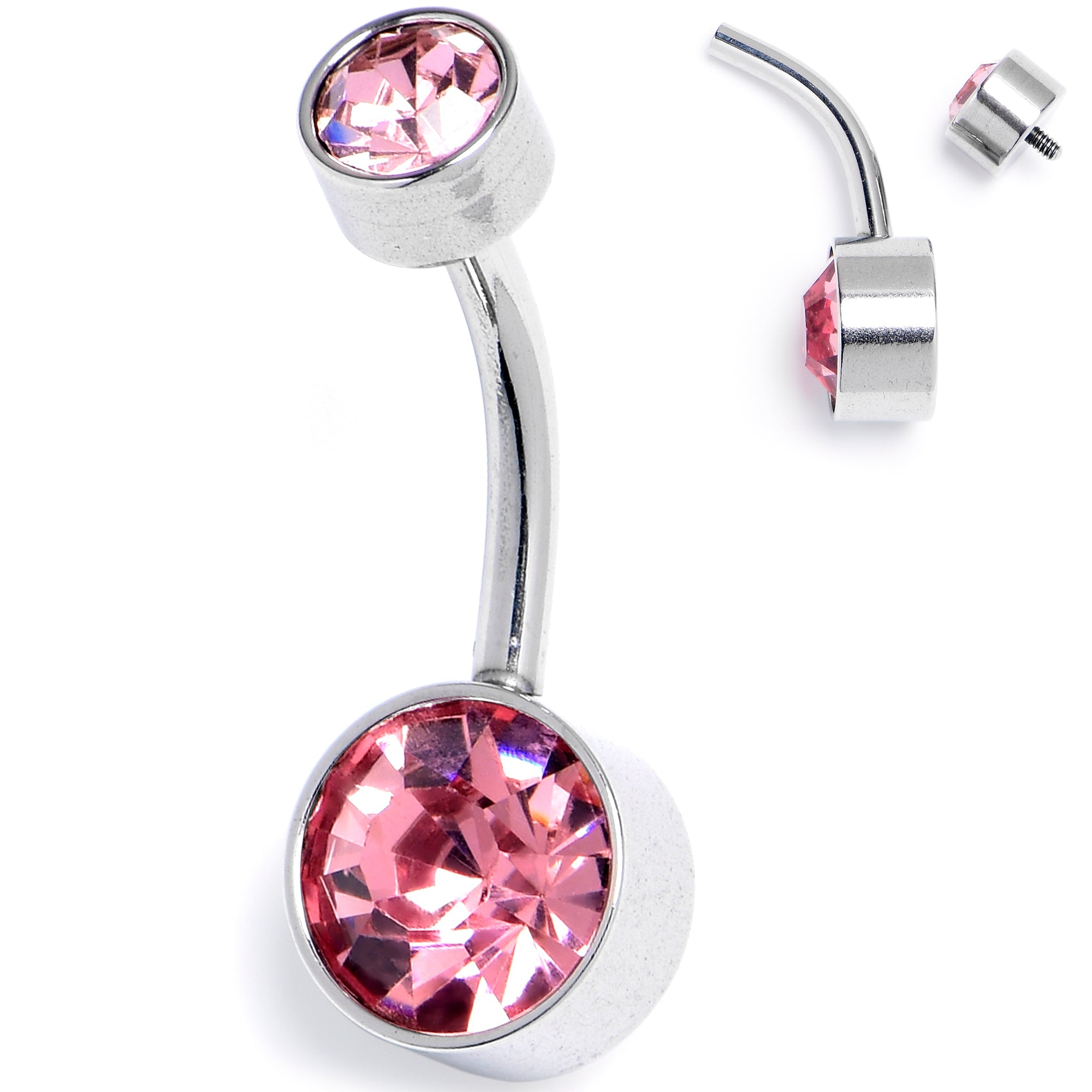 BodyCandy Pink Gem Internally Threaded Simple Belly Ring — main product shot