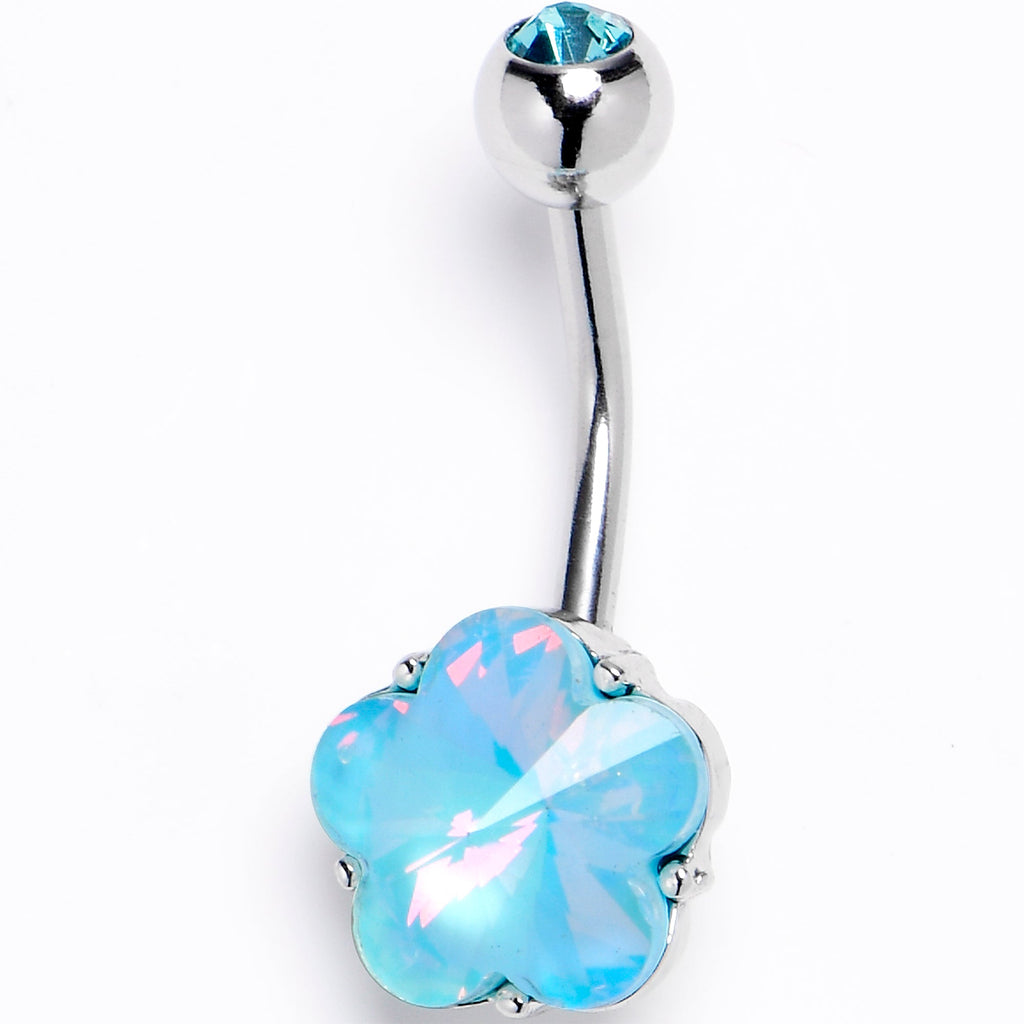 BodyCandy Blue Delicate Blossom Flower Internally Threaded Belly Ring — main product shot