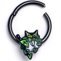 BodyCandy 16G 3/8 Black Pouncing Cat Hinged Segment Ring — main product shot