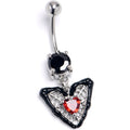 BodyCandy Black Red CZ Gem Captured Heart Dangle Belly Ring — main product shot
