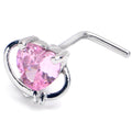 BodyCandy 20G 1/4 Pink CZ Gem Heart Saturn L Shape Nose Ring — main product shot