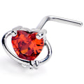 BodyCandy 20G 1/4 Red CZ Gem Heart Saturn L Shape Nose Ring — main product shot
