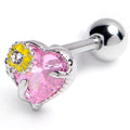 BodyCandy 16G 1/4 Pink Gem Sunflower Heart Love Cartilage Tragus Earring — main product shot