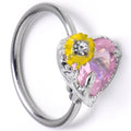 BodyCandy 20G 5/16 Pink Clear Gem Sunflower Heart Love Nose Hoop — main product shot