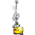 BodyCandy Clear Gem Duck Flower Hat Dangle Belly Ring — main product shot
