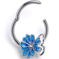BodyCandy 16G 3/8 Clear Gem Butterfly Blossom Blue White Hinged Segment Ring — main product shot