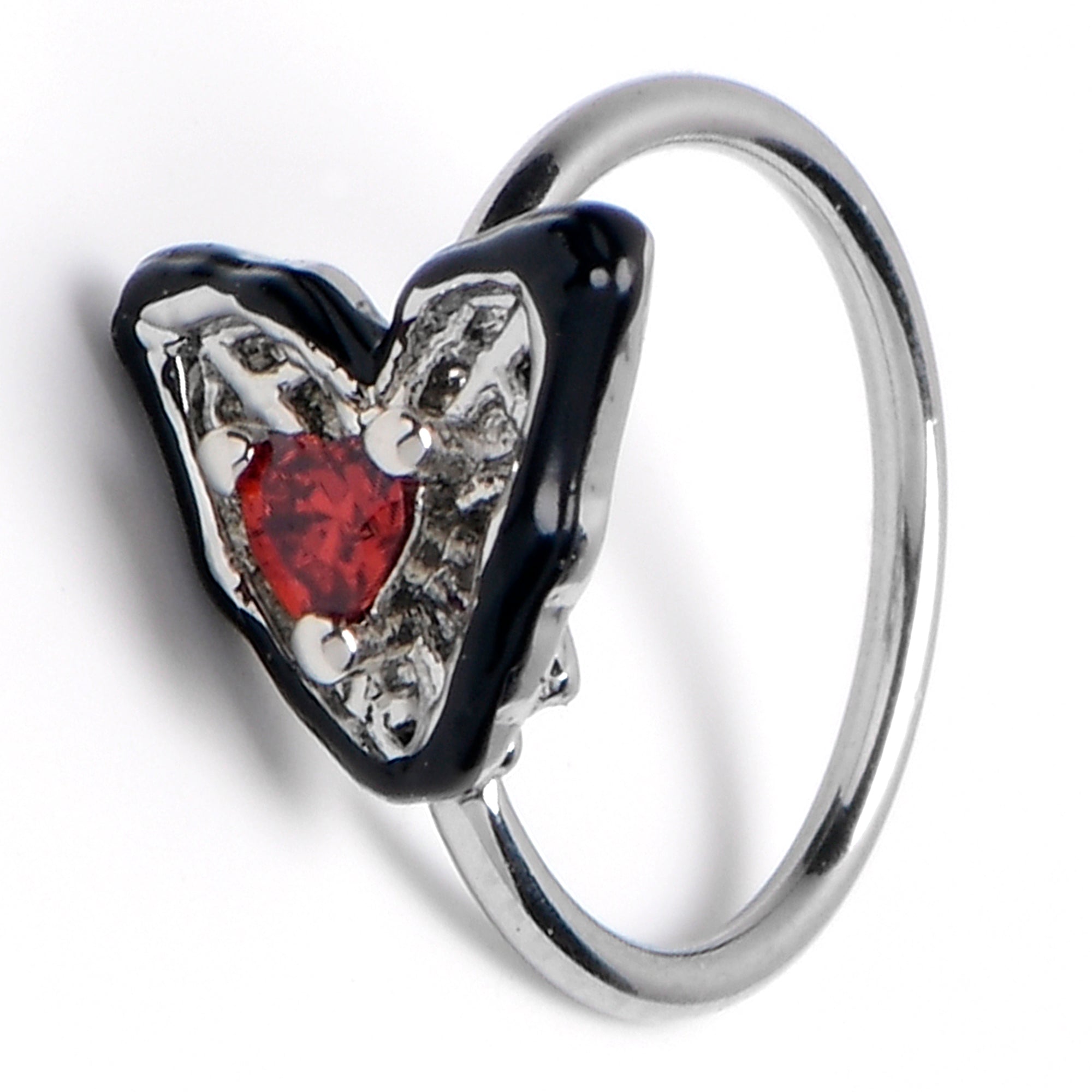 BodyCandy 20G 5/16 Red Gem Captured Heart Nose Hoop — main product shot