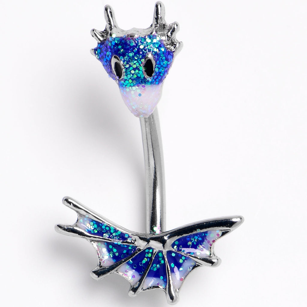 BodyCandy Sea Monster Glitter Blue Double Mount Belly Ring — main product shot