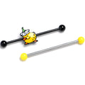 BodyCandy 14G Black Duck Flower Yellow End Industrial Barbell 38mm Set of 2 — main product shot