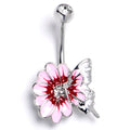 BodyCandy Clear CZ Gem Butterfly Blossom Pink White Belly Ring — main product shot