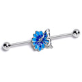 BodyCandy 14G Clear Gem Butterfly Blossom Blue Industrial Barbell 38mm — main product shot