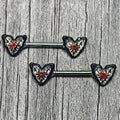 BodyCandy 14G 9/16 Red Gem Captured Heart Barbell Nipple Ring Set — main product shot
