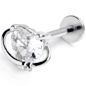 16G 5/16 Clear CZ Gem Saturn Heart Labret Monroe Tragus