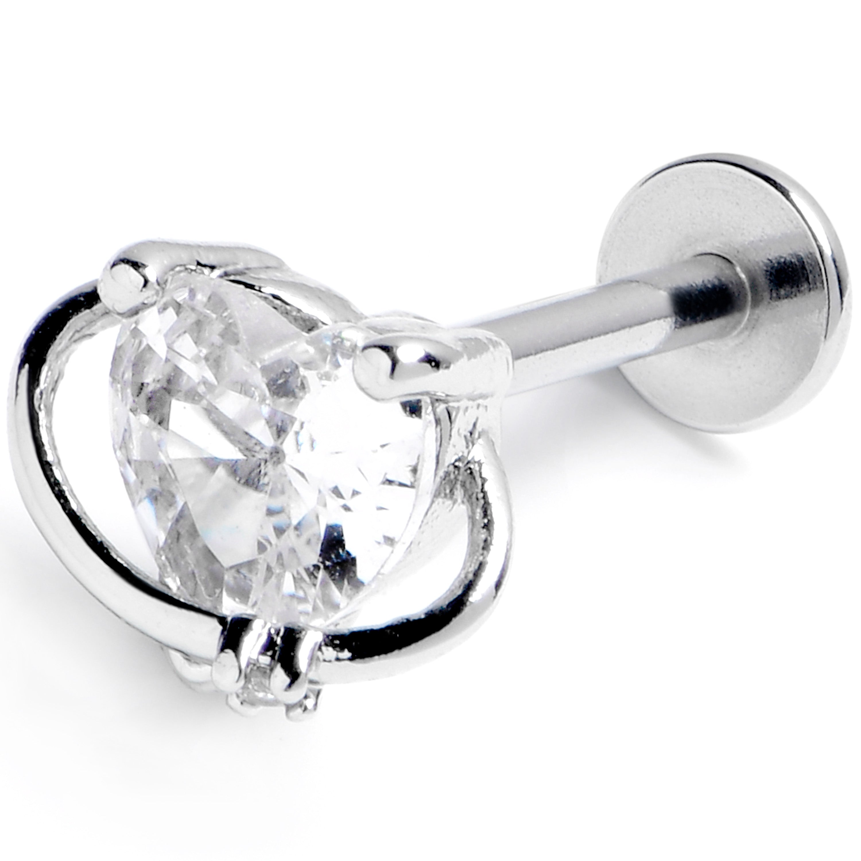 BodyCandy 16G 5/16 Clear CZ Gem Saturn Heart Labret Monroe Tragus — main product shot