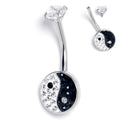 BodyCandy Clear Black CZ Gem Internally Threaded Yin Yang Grace Belly Ring — main product shot