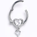 BodyCandy 16G 3/8 Clear Gem Fusion of Love Arrow Heart Hinged Segment Ring — main product shot