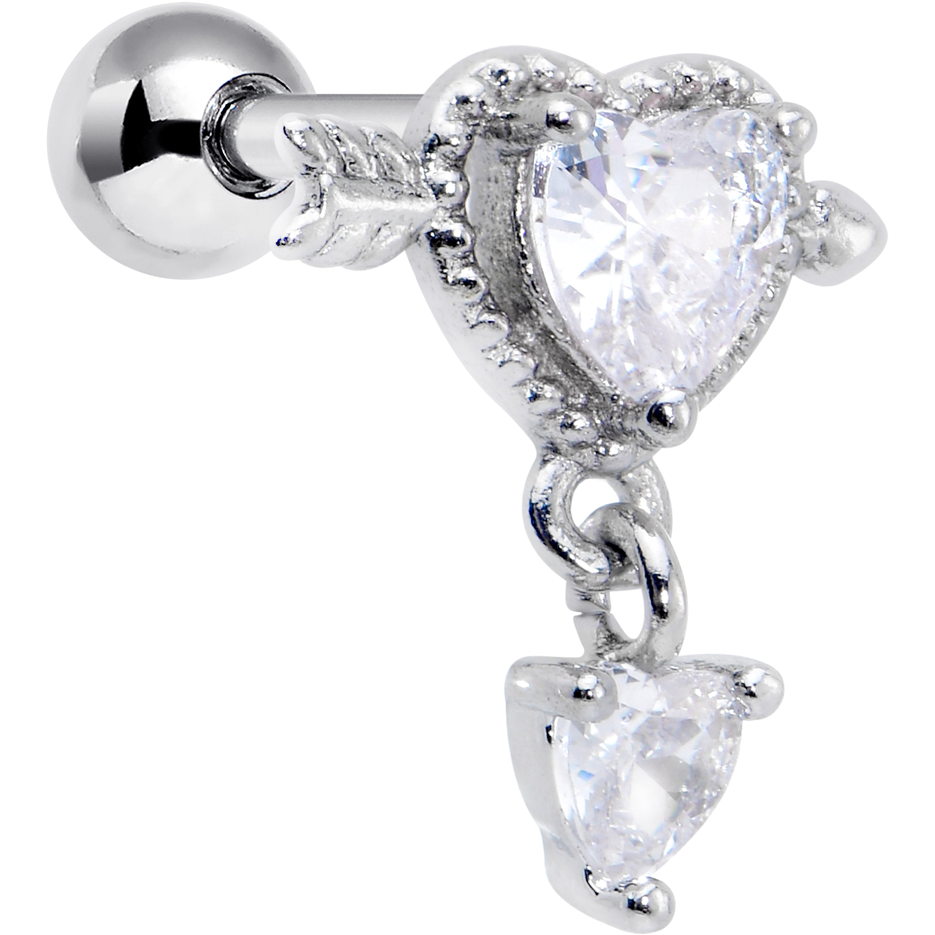 BodyCandy 16G 1/4 Clear Gem Fusion of Love Arrow Heart Cartilage Earring — main product shot