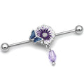 BodyCandy 14G Purple Gem Passion Flower Dangle Industrial Barbell 38mm — main product shot