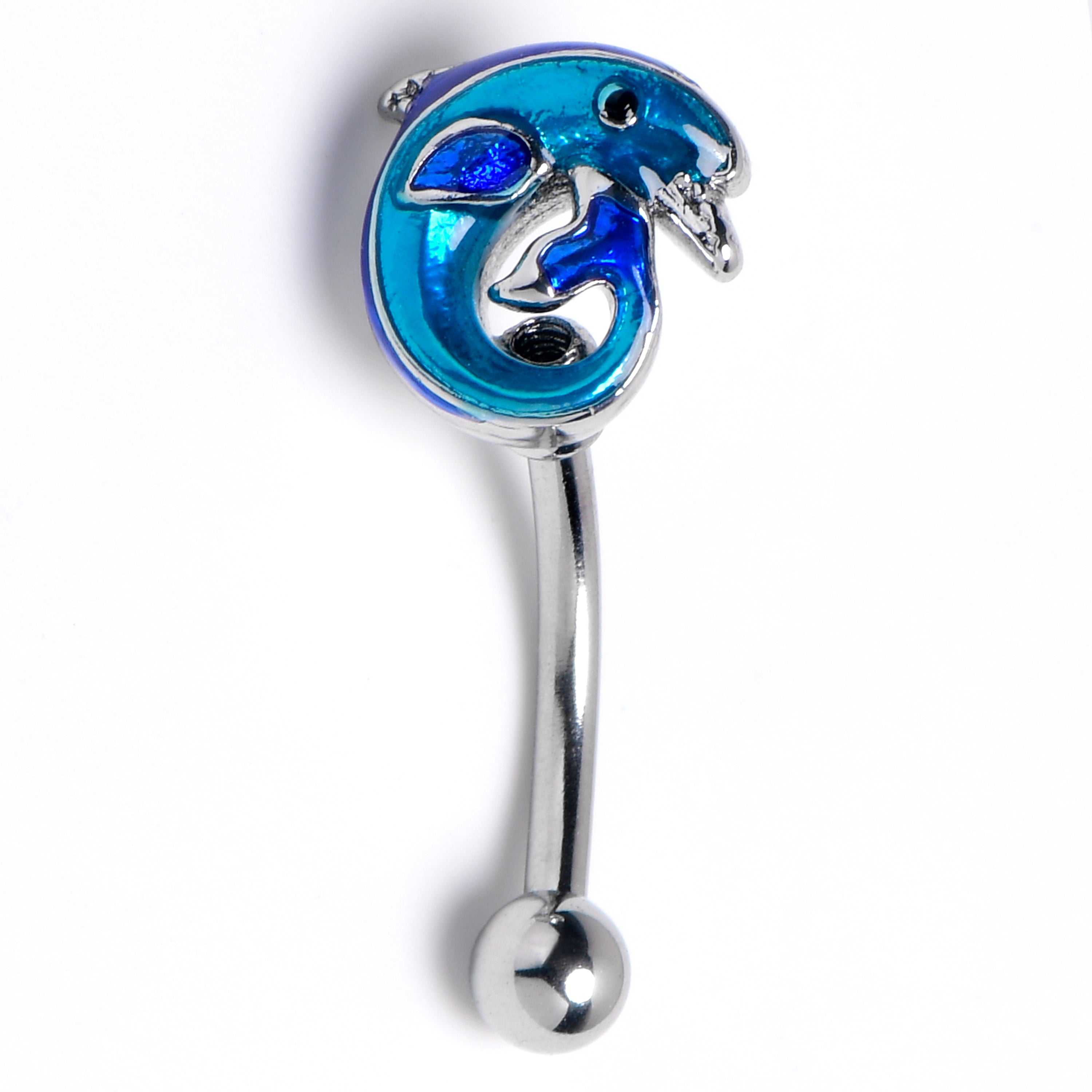 BodyCandy 16G 5/16 Dolphin Blue Beauty Curved Eyebrow Ring — main product shot