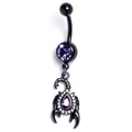 BodyCandy Purple Clear Gem Black Goth Scorpion Dangle Belly Ring — main product shot