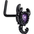 BodyCandy 20G 7mm Purple Gem Black Goth Scorpion L Shape Nose Ring — main product shot