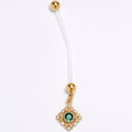 BodyCandy Green Clear Gem Bioplast Royal Beauty PTFE Dangle Pregnancy Belly Ring — main product shot