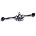 BodyCandy 14G Aurora Gem Black Epic Crown Industrial Barbell 38mm — main product shot