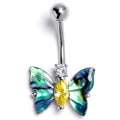 BodyCandy Clear Yellow Gem Dark Butterfly Belly Ring — main product shot