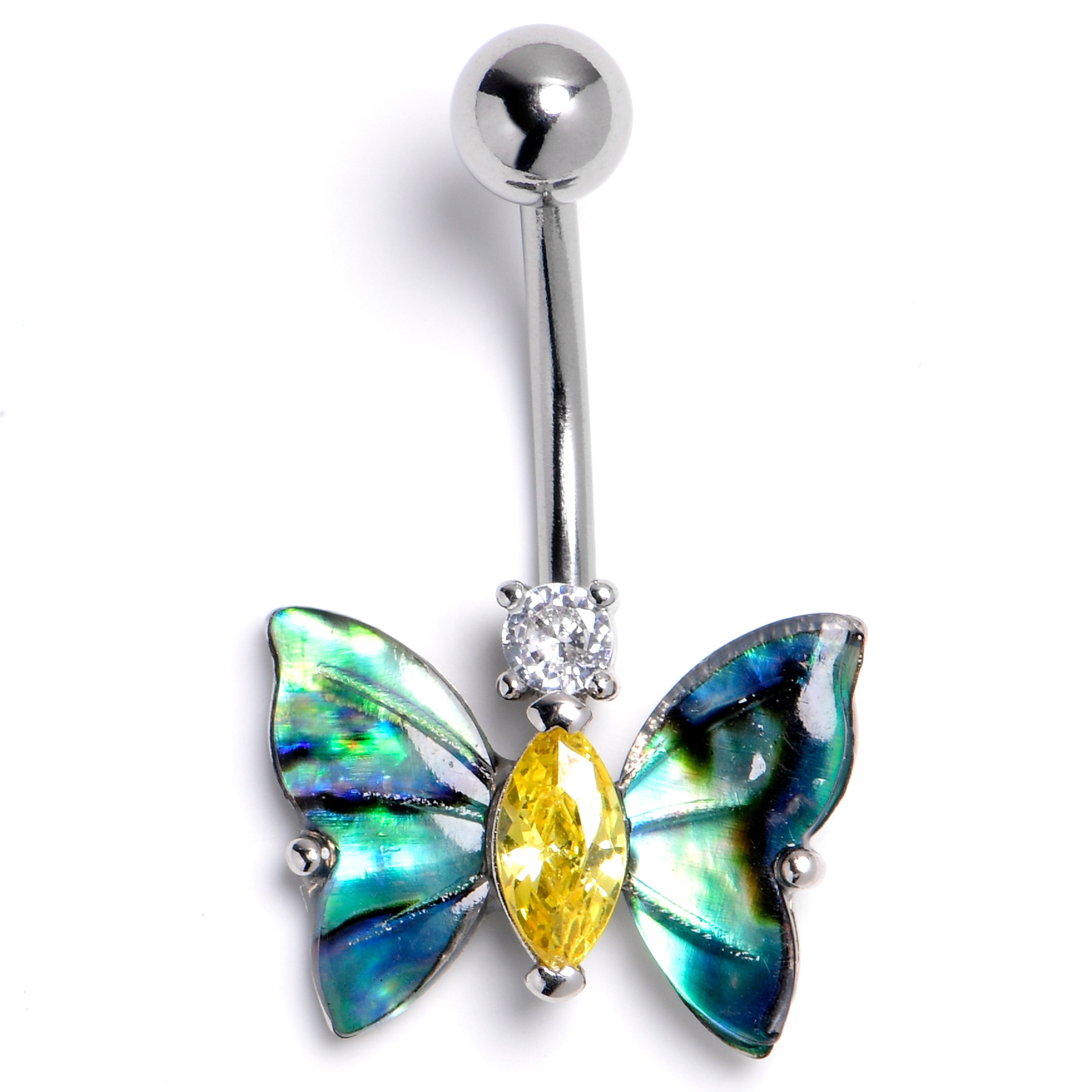 BodyCandy Clear Yellow Gem Dark Butterfly Belly Ring — main product shot
