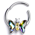 BodyCandy 16G 3/8 Clear Yellow Gem Dark Butterfly Hinged Segment Ring — main product shot