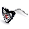 BodyCandy 20G 1/4 Red CZ Gem Captured Heart L Shape Nose Ring — main product shot